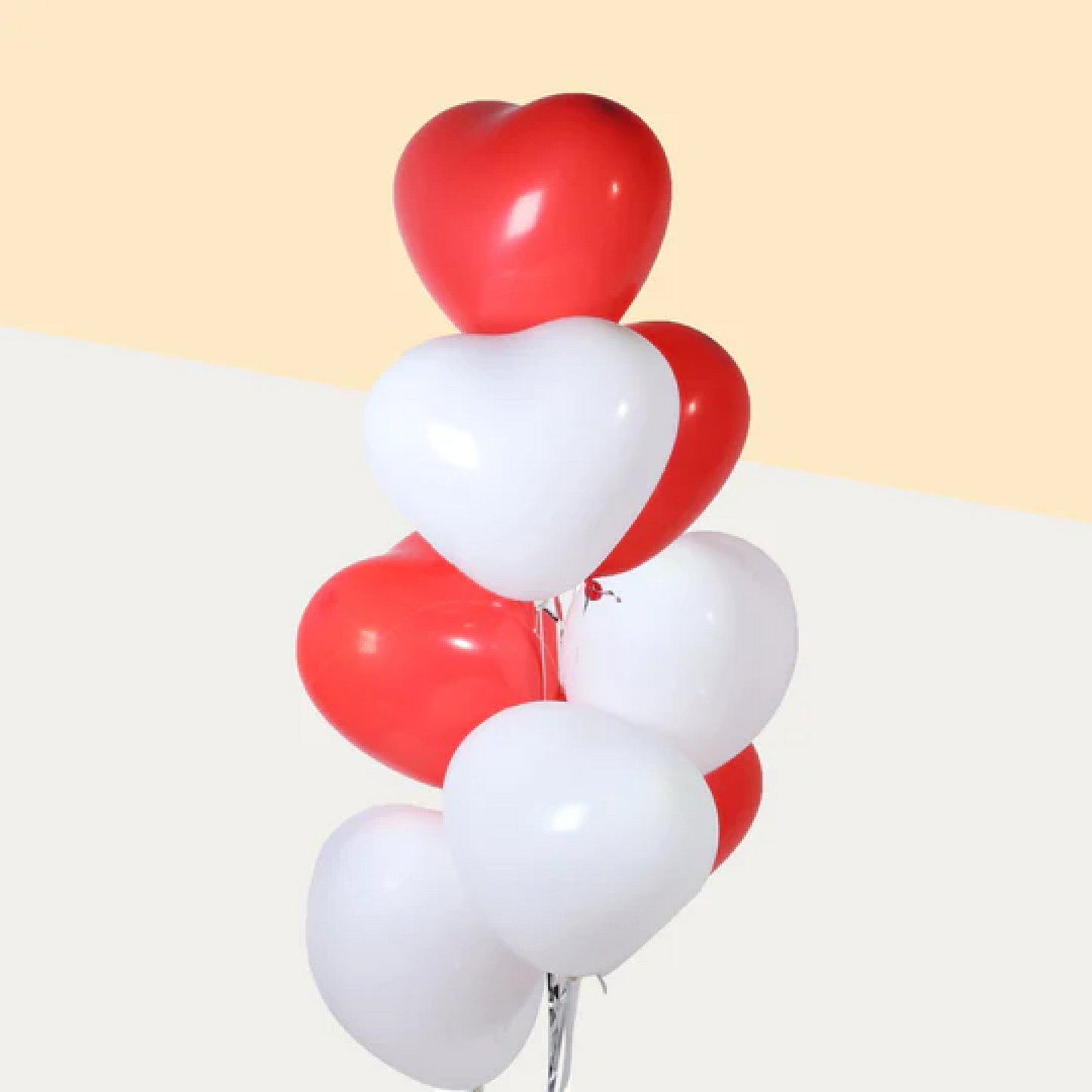 8 Pieces Red & White Helium Heart Balloons