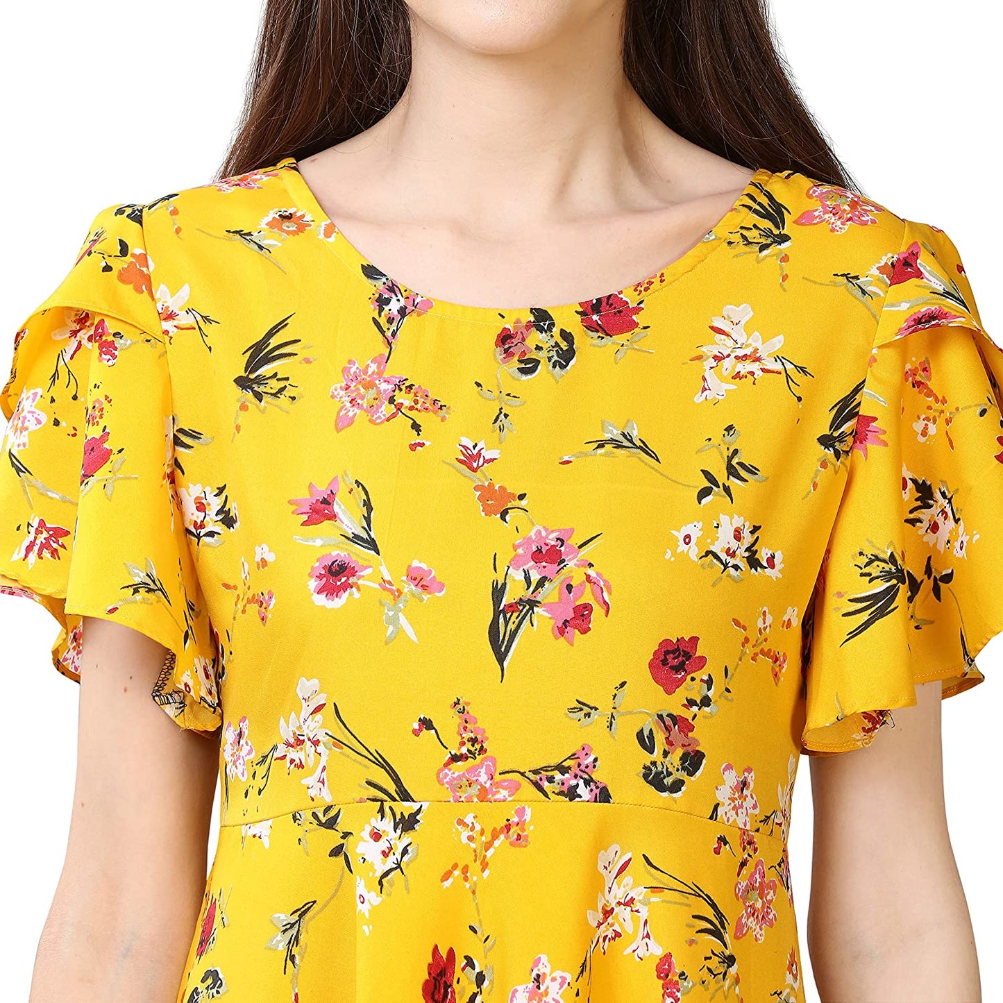 Half Sleeves Rayon Crepe Dress