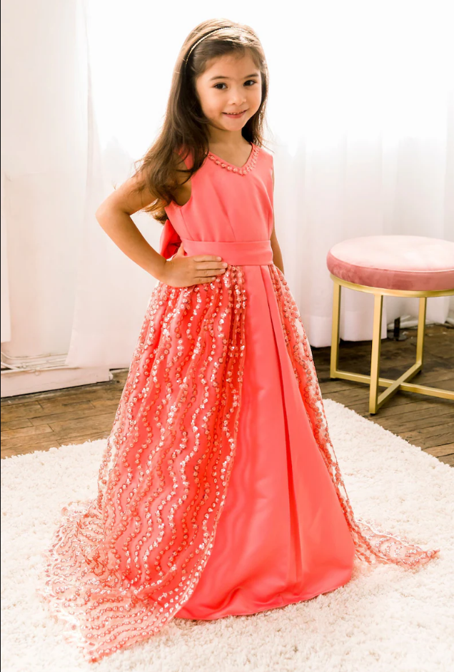 Coral Dreams Sleeveless Flower Girl Dress