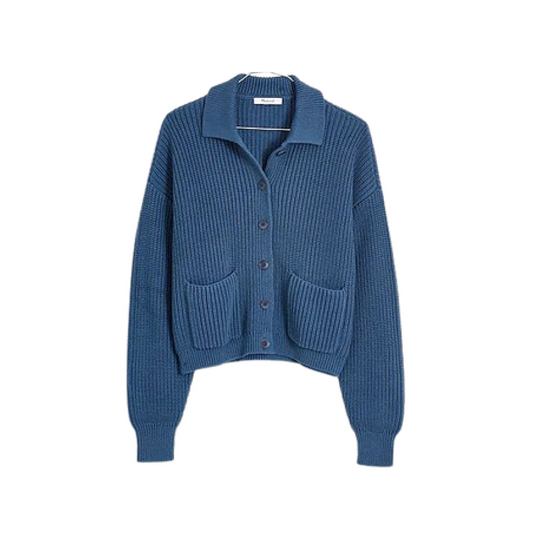 Ribbed Polo Cardigan Sweater